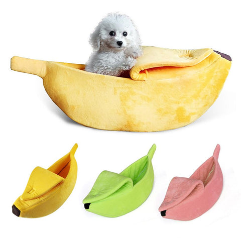 Banana Dog Bed House Cozy Warm Puppy Kennel Basket Mat